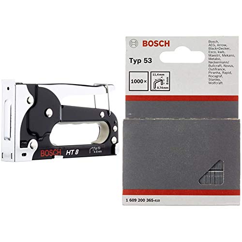 Bosch Professional Handtacker HT 8 (Holz, Klammertyp 53) & 1609200365 1000 Tackerklammern 8/11,4 mm Typ5
