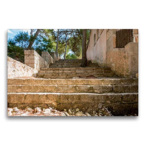 Premium Textil-Leinwand 75 x 50 cm Quer-Format Steintreppe in Cala Rajada im Osten von Mallorca | Wandbild, HD-Bild auf Keilrahmen, Fertigbild auf hochwertigem Vlies, Leinwanddruck von Marlen Rasche