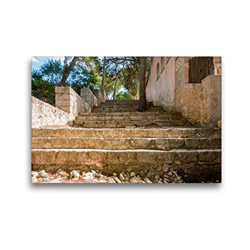 Premium Textil-Leinwand 45 x 30 cm Quer-Format Steintreppe in Cala Rajada im Osten von Mallorca | Wandbild, HD-Bild auf Keilrahmen, Fertigbild auf hochwertigem Vlies, Leinwanddruck von Marlen Rasche