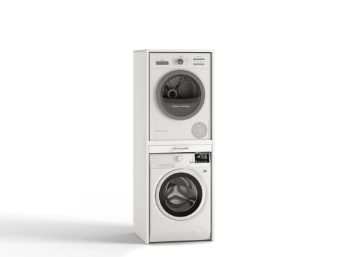Waschturm • Waschmaschinenschrank für Trockner & Waschmaschine • HBT: 185x67x65 cm •...