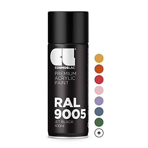 CL COSMOS LAC Sprühlack schwarz, seidenmatt/Satin - Spraydose 400ml - Sprühfarbe Lack Spray...