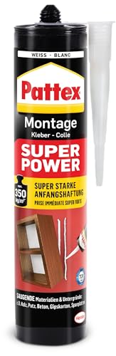 Pattex Montagekleber Super Power, Baukleber mit superstarker Anfangshaftung, Kraftkleber für...