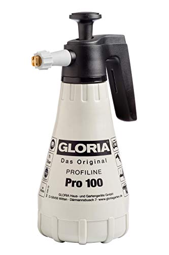 GLORIA Drucksprüher Pro 100 | 1,0 L Sprühflasche mit Messing-Flachstrahldüse| Für Industrie und...