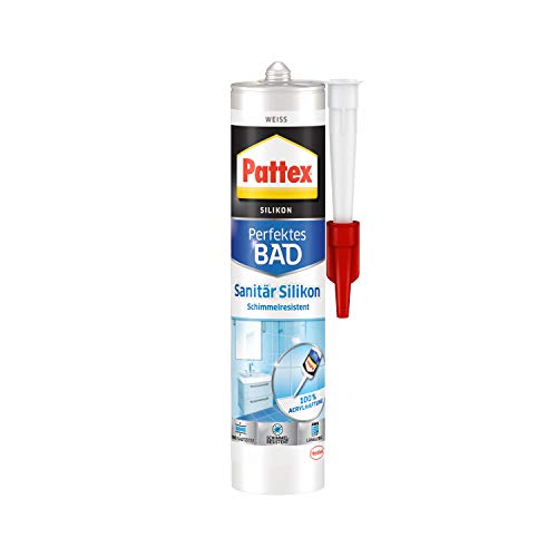 Pattex Perfektes Bad Sanitär Silikon, wasserfestes und schimmelresistentes Silikon für Bad und...