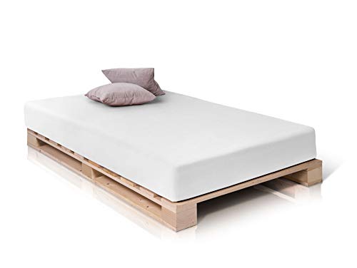 PALETTI Palettenbett Massivholzbett Holzbett Bett aus Paletten mit 11 Leisten, Palettenmöbel Made...