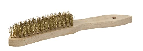 kwb Messing-Drahtbürste mit Holzgriff (gewellter Messingdraht, strapazierfähig, Länge 275 mm)