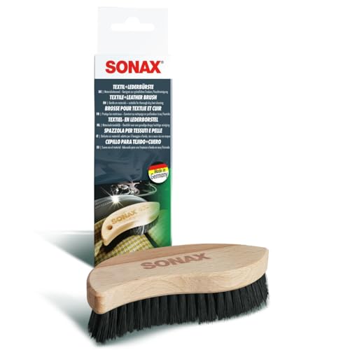 SONAX Textil+LederBürste (1 Stück) Trocken- und Feuchtreinigung von Textilien sowie zur schonenden...