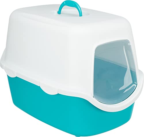 Trixie 40275 Katzentoilette Vico, mit Haube, 40 × 40 × 56 cm, aquamarin/weiß