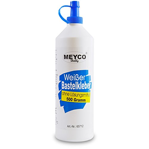Meyco weißer Bastelkleber 500 g - trocknet transparent - ohne Lösungsmittel - für Textil, Holz,...