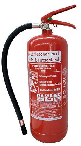 Brandengel® Feuerlöscher 6kg ABC Pulver Brandklasse ABC, EN 3, Manometer, Messingarmatur +...