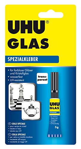UHU GLAS, Glasklarer, schnell unter Tageslicht aushärtender Spezialkleber, 3 g