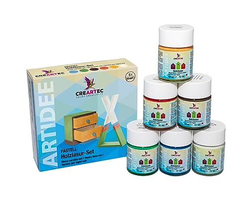 CREARTEC - Holzlasur-Set 'Colourlight' - 6 unterschiedliche Farben im Set - 6x50ml (300ml) - Made in...