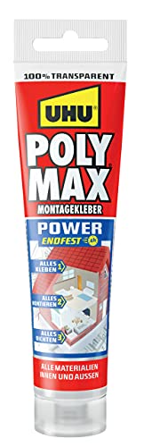 UHU POLY MAX Montagekleber POWER Tube, Transparenter Montageklebstoff und Dichtmittel mit hoher...