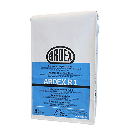 ARDEX R1 Renovierungsspachtel 5kg mit ARDURAPID-EFFEKT. Enthält Zement. Zum Glätten und Spachteln...