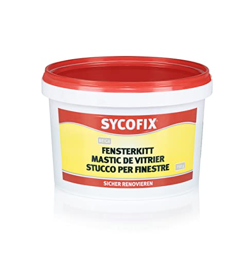 SYCOFIX Fensterkitt Holzfenster 750g, gebrauchsfertiger Glaserkitt, Reparaturkitt, Dichtungskitt...