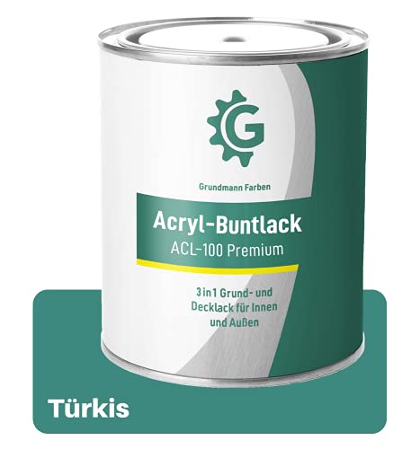 Grundmann Lack - 0,7 Kg - Acryllack auf Wasserbasis Türkis - Für Holz, Metall & Beton -...