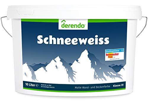 derendo schneeweiss Innenfarbe weiß 10l, universelle Wandfarbe weiß hohe deckkraft, weisse...