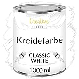 Creative Deco Weiß Kreidefarbe für Möbel 1000 ml | Möbellack, Möbelfarbe | Farbe Für Landhaus,...