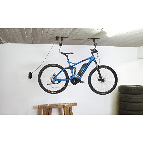 FISCHER Fahrradlift Plus | Tragkraft bis 30 kg | Fahrradhalterung | Deckenhalterung für Fahrräder...