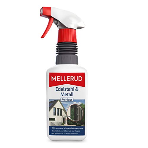 MELLERUD Edelstahl & Metall Reiniger | 1 x 0,5 l | Wirkungsvolles Spray gegen Fett, Öl,...