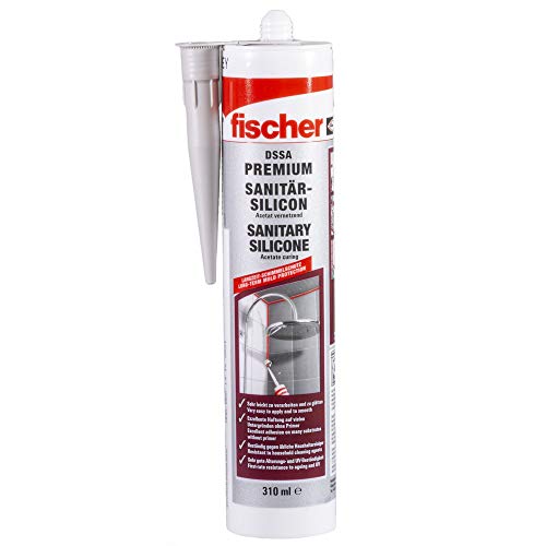 fischer Sanitärsilikon DSSA TP, Silikon zum Abdichten & Verfugen im Sanitär- und Küchenbereich,...