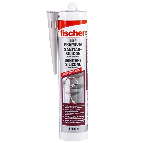 fischer Premium-Sanitärsilikon, Silikon zum Abdichten & Verfugen im Sanitär- und Küchenbereich,...