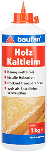 Baufan Holzkaltleim 1kg I Holzkleber für alle Holzarten, Papier & Pappe I Lösungsmittelfrei,...