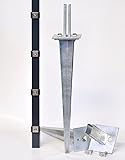 Zaun-Nagel Verstellbare Einschlaghülse 50 cm Doppelstabmattenzaun für Pfosten 60x40 mm Zäune
