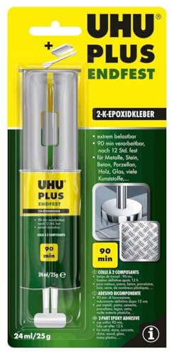 UHU 2-Komponentenkleber Plus Endfest, Glasklarer und höchst belastbarer 2K-Klebstoff in einer...