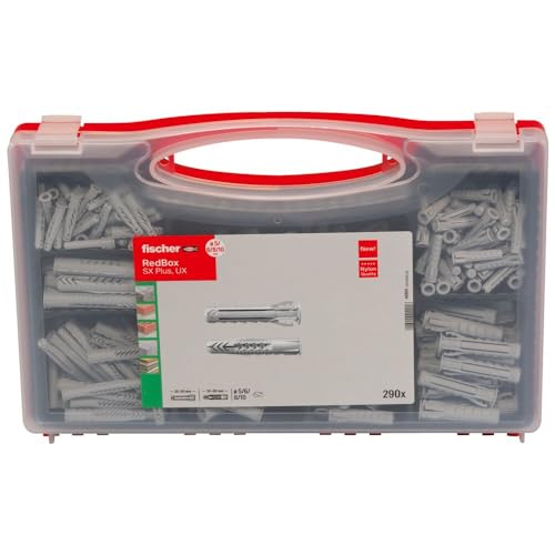 fischer RED-BOX UX / SX Plus, Dübelbox mit 160 Universaldübeln UX & 130 Spreizdübeln SX Plus,...