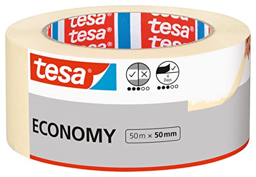 tesa Malerband ECONOMY - Vielseitiges Klebeband für Malerarbeiten ohne Lösungsmittel - Bis zu 4...