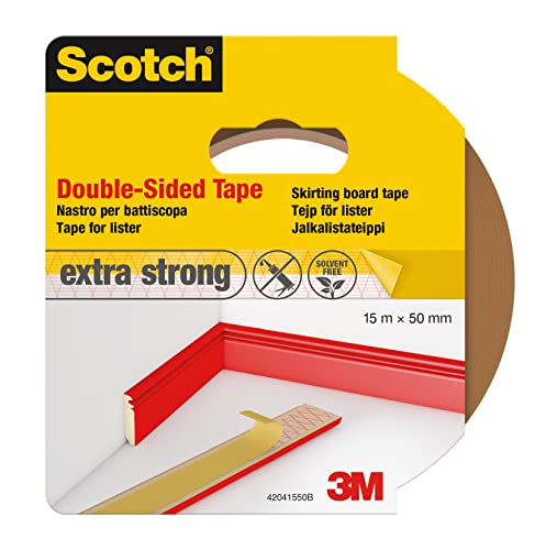 ScotchBlue 42041550 Klebeband Sockelleisten-Befestigung, doppelseitig, 50 mm x 15 m, braun