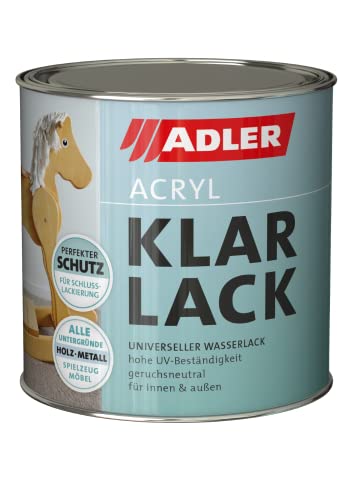 ADLER Acryl Klarlack Glänzend 125 ml - Acryllack mit Grundierwirkung, Grund- und Decklack für...