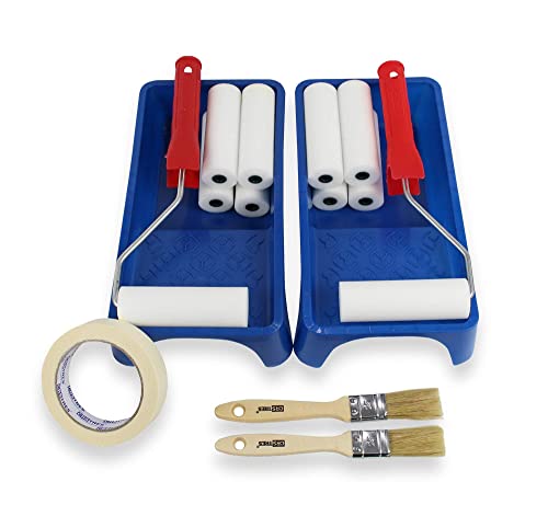 CRINSTON - Farbroller Set, Profiqualität Malerrolle - 10 x Schaumwalzen 11 cm fein gerad, 2 x...