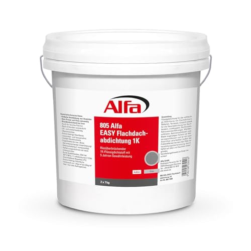 7kg Alfa Flachdachabdichtung Easy 1K Profi-Qualität im Eimer Flüssigdichtstoff Dach- &...