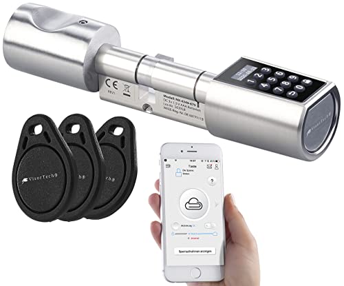 VisorTech Türzylinder: Elektronischer Tür-Schließzylinder, Transponder, Code, Bluetooth & App...