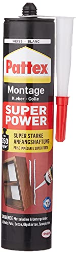 Pattex Montagekleber Super Power, Baukleber mit superstarker Anfangshaftung, Kraftkleber für...