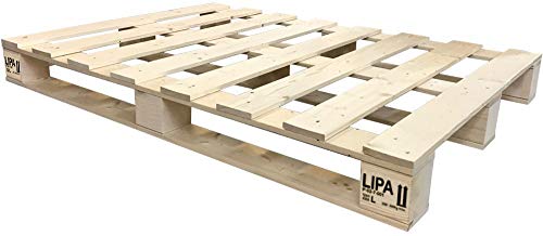 LIPA Palettenbett Bett 90x200 cm Holz Massivholzbett 90cm Palettenmöbel Holzbett Jugendbett (90 x...