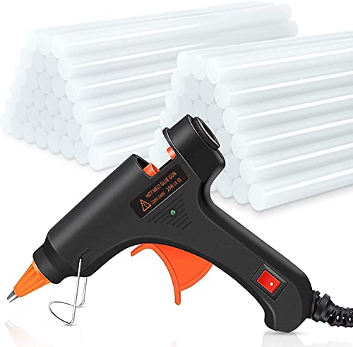 Crenova Heißklebepistole Klebepistole + 60 Heißklebesticks Transparente Klebesticks für DIY...