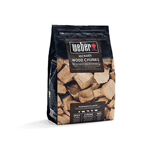 Weber 17619 Wood Chunks Räucherchips Hickoryholz, 1,5 kg, intensive Raucharoma, Räuchern, Aroma,...