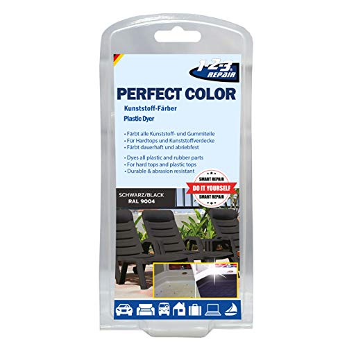 1-2-3 REPAIR® Kunststoff Farbe schwarz - Professioneller Kunststoff Auffrischer für Gartenmöbel -...