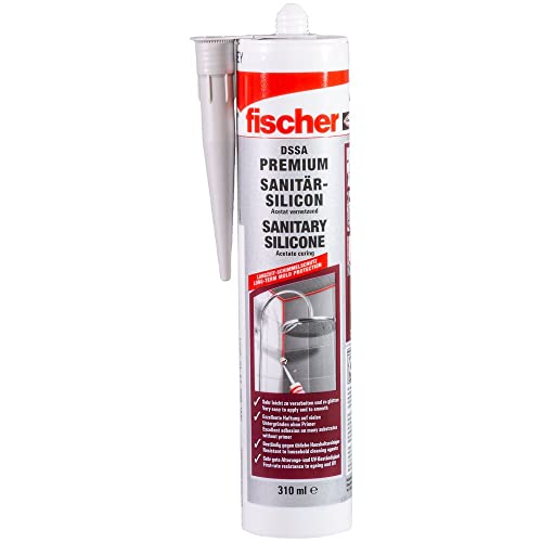 fischer Premium-Sanitärsilikon, Silikon zum Abdichten & Verfugen im Sanitär- und Küchenbereich,...