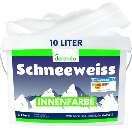 derendo Schneeweiss wandfarbe weiß hohe deckkraft 10l innenfarbe weiß matt wandfarbe ausbessern...