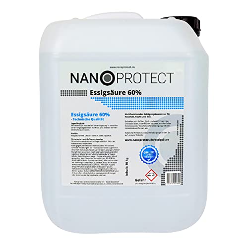 Nanoprotect Essigsäure 60% | Ideal als Reiniger und Entkalker | Für Haus und Garten | Premium...