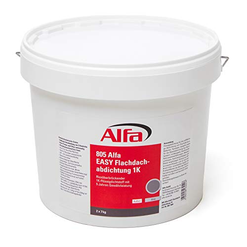Alfa Flachdachabdichtung Easy 1K 7 kg im Eimer Flüssigdichtstoff Dach- & Garagenabdichtung Terrasse...