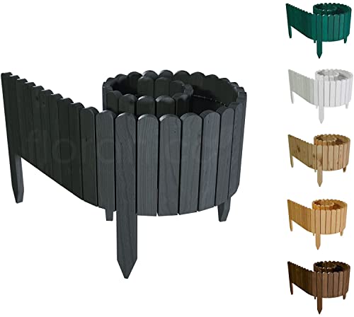 Floranica Rollborder Flexibler Holzzaun 203cm Höhe: 30cm Anthrazit Imprägniert Kiefernholz...
