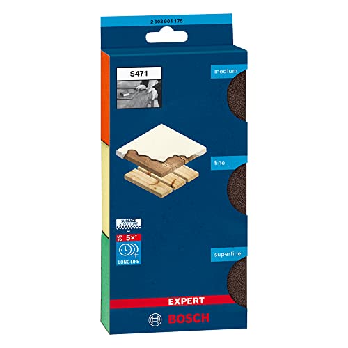 Bosch Professional 3x Expert S471 Standard Blöcke (Schleifschwamm für Weichholz, Farbe auf Holz,...