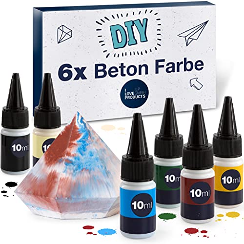 ILP 6X Beton Farbe zum Marmorieren - Je 10ml zum Beton Einfärben - DIY Set Erweiterung zum Basteln...