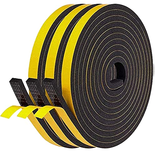 NAVK Selbstklebend Schaumstoff klebeband 6mm x 3mm, 5m Schwarzes Dichtungsband Fensterdichtung für...