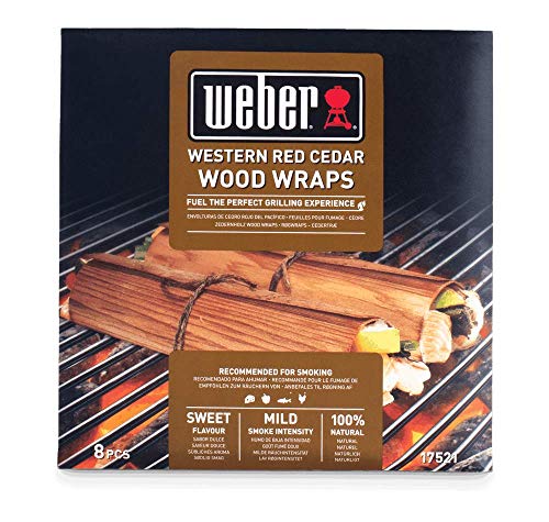 Weber 17521 Wood Wraps aus Zedernholz, 8 Stück, Räuchern, Raucharoma, süß und mild, Braun